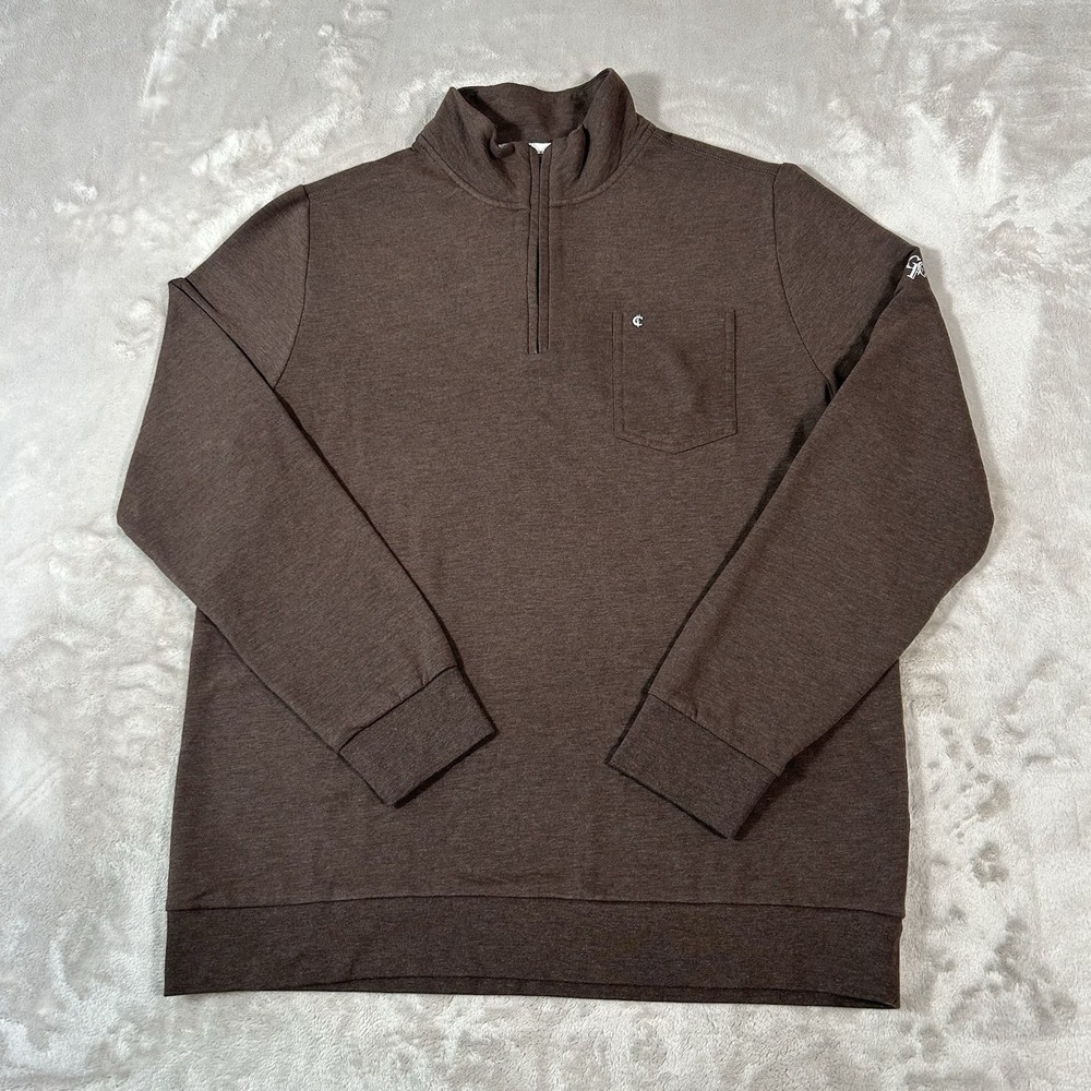 CRIQUET VIP Pullover Sweater Men XL Brown Quarter Zip Performance Preppy Golf